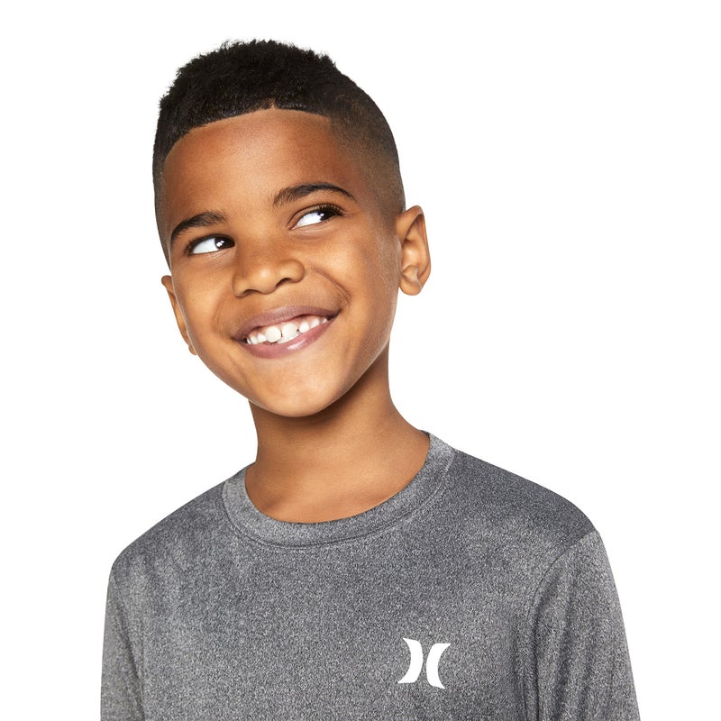 Hurley تي شيرت هارلي للأولاد بأكمام طويلة لحماية البشرة، أسود هيثر، متوسط - Image 5